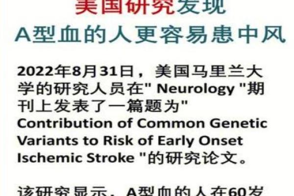 血型影响患中风的几率