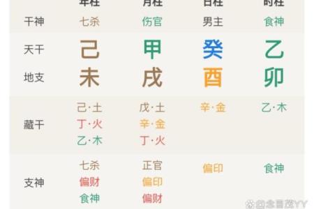 八字命盘月柱食神